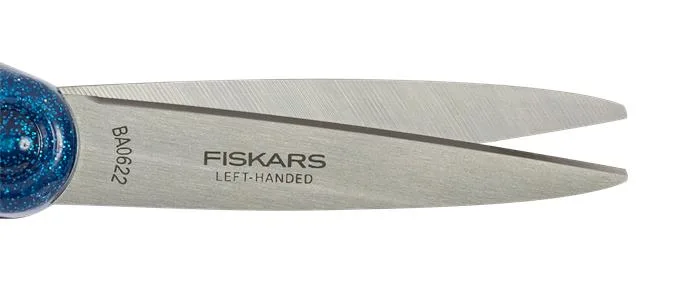 Nožnice, školské, 18 cm, pre ľavákov, FISKARS, trblietavé modré 2