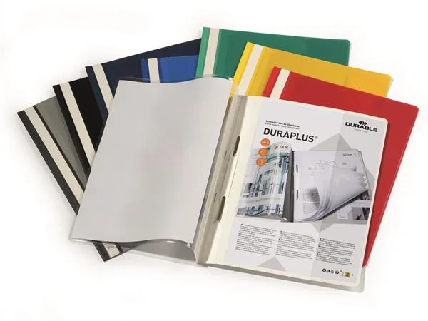 Rýchloviazač, A4, široký, priehľadné vrecko, DURABLE "DURAPLUS®", žltý 3