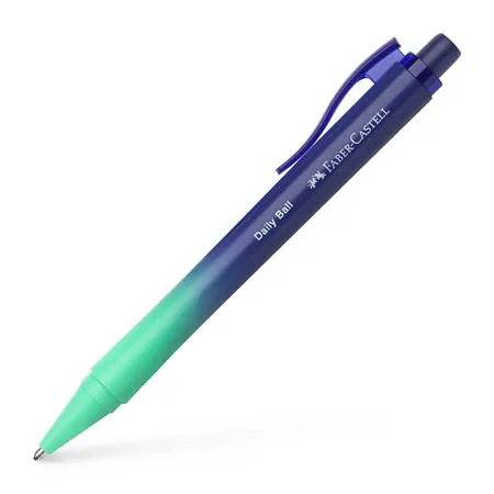 Guľôčkové pero, 1 mm, XB, stláčací mechanizmus, tyrkysové-modré telo pera, FABER-CASTELL "Daily Ball Flow", modré 2