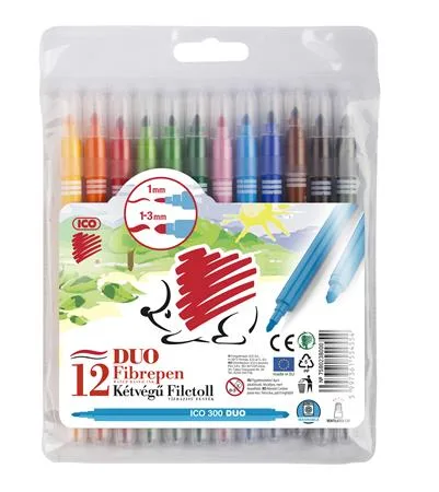 Popisovač, 1 mm, ICO "300 DUO", 12 rôznych farieb 5