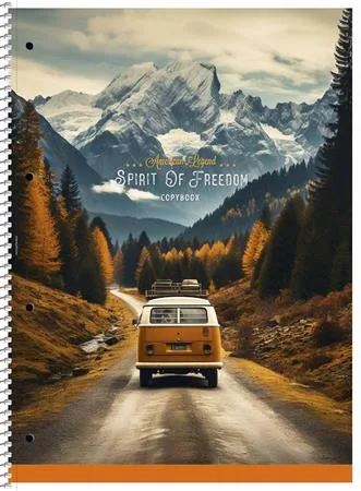 Špirálový zošit, A4+, linajkový, 80 listov, SHKOLYARYK "Spirit of Freedom", mix 2