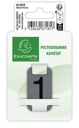 Informačná tabuľka, samolepiaca, 2,5x4,4 cm, hliníkový vzhľad, EXACOMPTA, č. 1 2