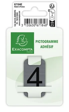 Informačná tabuľka, samolepiaca, 2,5x4,4 cm, hliníkový vzhľad, EXACOMPTA, č. 4 2