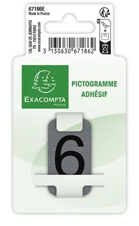 Informačná tabuľka, samolepiaca, 2,5x4,4 cm, hliníkový vzhľad, EXACOMPTA, č. 6 2