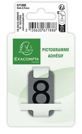 Informačná tabuľka, samolepiaca, 2,5x4,4 cm, hliníkový vzhľad, EXACOMPTA, č. 8 2