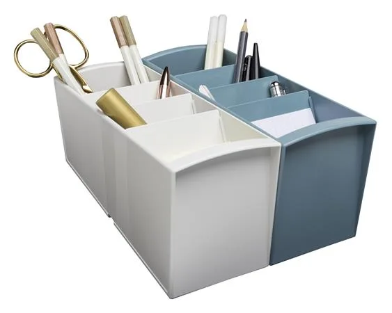 Stolový organizér, multifunkčný, 4 priehradky, 8x23x11 cm, EXACOMPTA "Autentik", biele 5