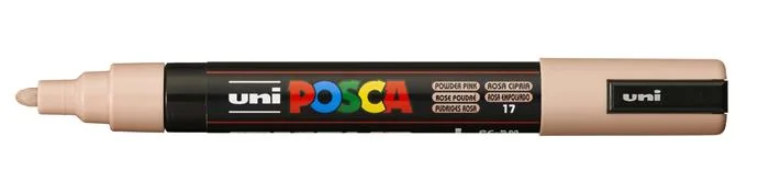 Dekoračný popisovač, 1,8-2,5 mm, UNI "Posca PC-5M", pudrovo ružový 2