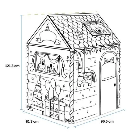 Kartónový domček na vymaľovanie, FELLOWES, narodeninový domček 2