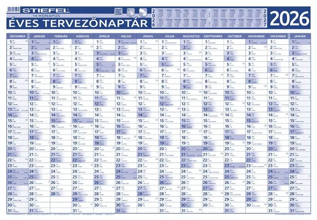 Ročný plánovací a projektový kalendár, dvojstranný, kovová lišta, 70x100 cm, rok 2024 (HU), STIEFEL
