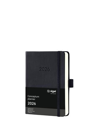 Diár, A6, denný, 2026, tvrdá obálka, SIGEL "Conceptum", čierny 2