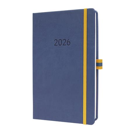 Diár, A5, týždenný, 2026, tvrdá obálka, SIGEL "Linescape", modrý-žltý