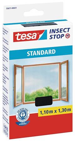 Sieťka na okno, proti hmyzu, suchý zips, 1,1 x 1,3 m, TESA, antracitová