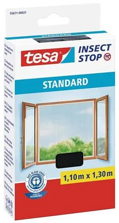 Sieťka na okno, proti hmyzu, suchý zips, 1,1 x 1,3 m, TESA® "Insect Stop", antracitová