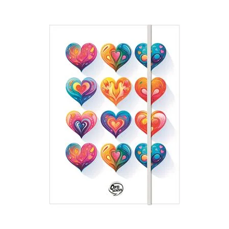 Doska s gumičkou, kartón, A4, OPTISCHOOL "Love"