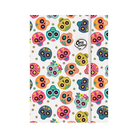 Doska s gumičkou, kartón, A4, OPTISCHOOL "Skull"