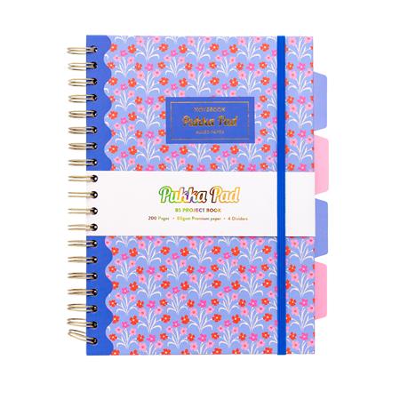 Špirálový zošit, B5, linajkový, 100 listov, PUKKA PAD "Floral Project Book", mix 2