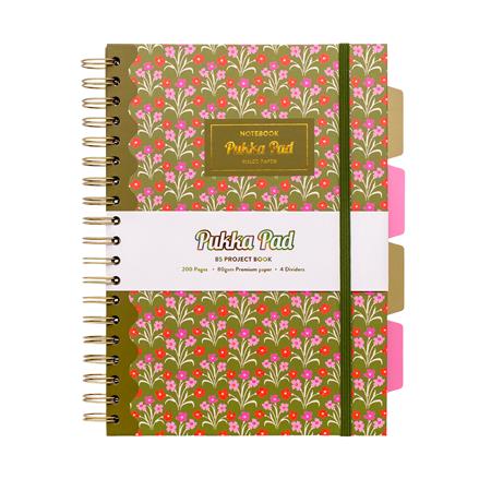 Špirálový zošit, B5, linajkový, 100 listov, PUKKA PAD "Floral Project Book", mix 3