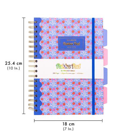 Špirálový zošit, B5, linajkový, 100 listov, PUKKA PAD "Floral Project Book", mix 6