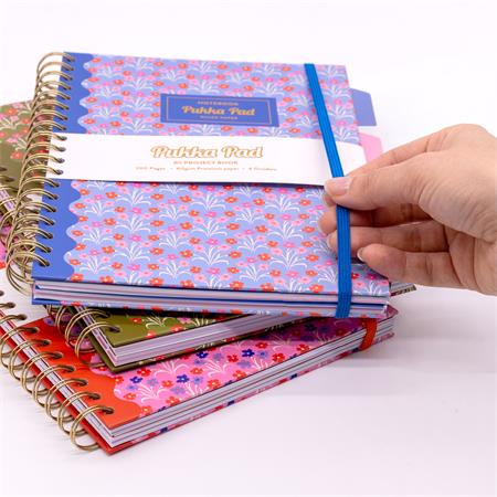 Špirálový zošit, B5, linajkový, 100 listov, PUKKA PAD "Floral Project Book", mix 9
