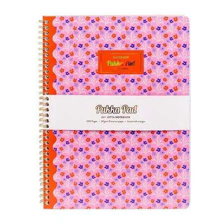 Špirálový zošit, A4+, linajkový, 100 listov, PUKKA PAD "Floral Jotta Notebook", mix 4