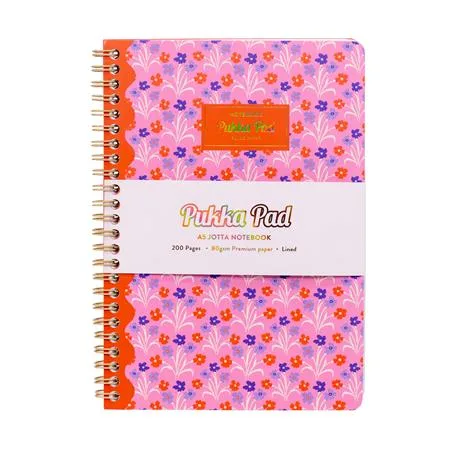 Špirálový zošit, A5, linajkový, 100 listov, PUKKA PAD "Floral Jotta Notebook", mix 4