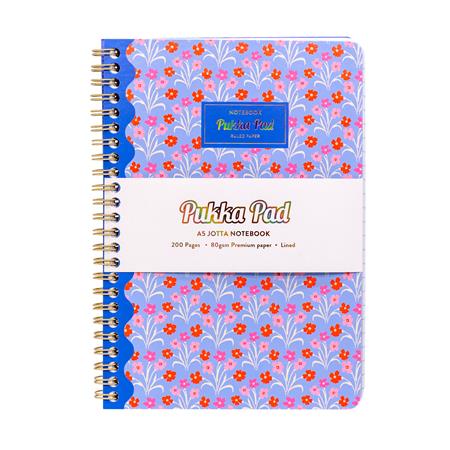 Špirálový zošit, A5, linajkový, 100 listov, PUKKA PAD "Floral Jotta Notebook", mix 2