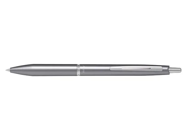 Guľôčkové pero, 0,32 mm, stláčací mechanizmus, strieborné telo, PILOT "Acro 1000", modré