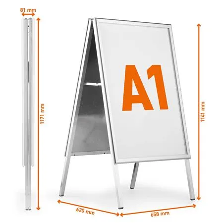 Stojan na plagáty, A1, DURABLE "Fold Outdoor", strieborný 2