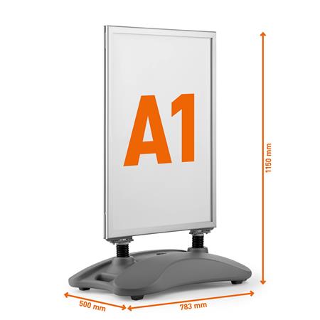 Stojan na plagáty, s podstavcom, A1, DURABLE "Heavy Base Outdoor", strieborný 8