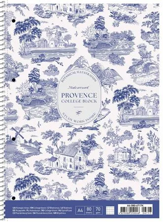 Špirálový zošit, A4+, štvorčekový, 80 listov, SHKOLYARYK "Provence", mix