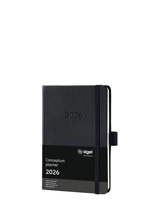 Diár, A6, týždenný, 2026, tvrdá obálka, SIGEL "Conceptum", čierny 2