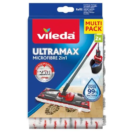 Plochý mop, náhrada, 2in1, VILEDA "Ultramax", biely-červený