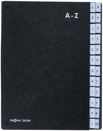 Rozraďovač, stolový, kartónový, A4, 24 priehradiek, A-Z, PAGNA "Classic", čierny