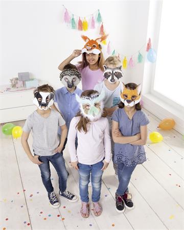 Kreatívna maska 6 ks, biela, FOLIA, lesné zvieratá 8