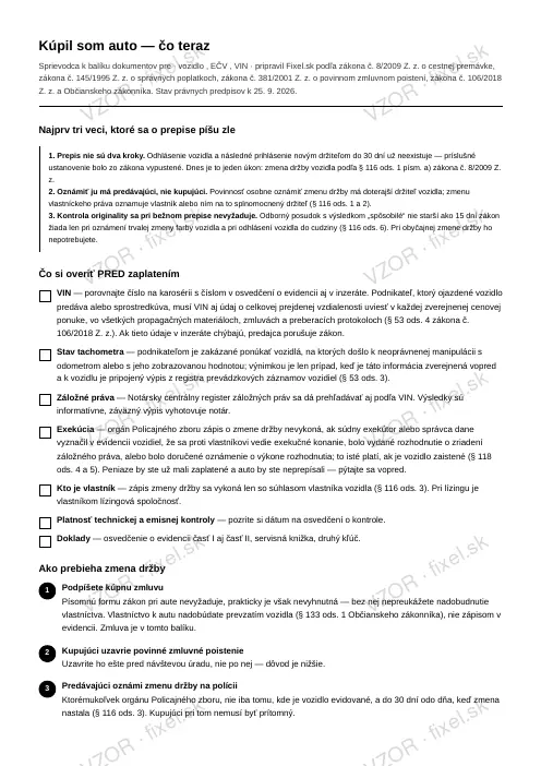 Kompletný balík: kúpil som auto — PDF na stiahnutie
