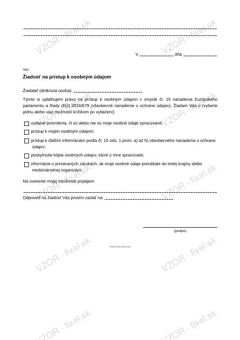 Balík: uplatnenie práv dotknutej osoby (GDPR) — PDF na stiahnutie