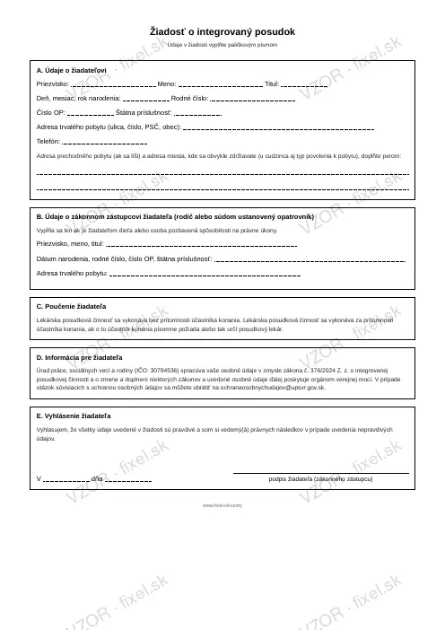 Žiadosť o integrovaný posudok — PDF na stiahnutie
